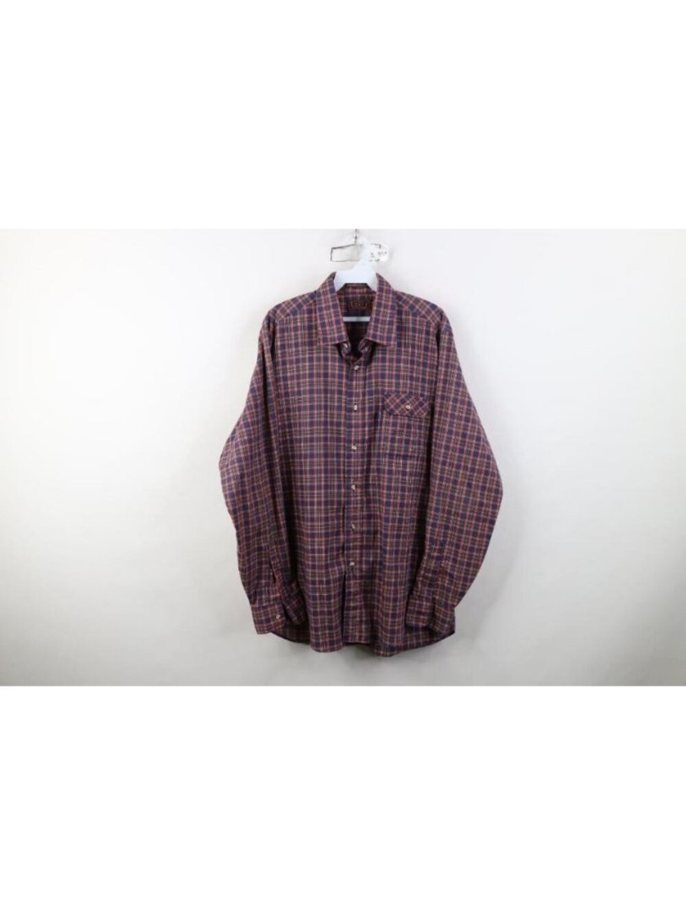 Vintage 70s 80s Levis Mens Size Large Rainbow Plaid Collared Button Shirt USA